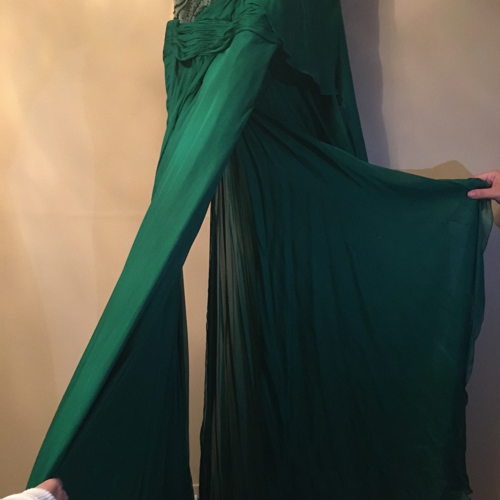 Alberto Makali Green Long Silk Gown Size 8 - Picture 15 of 16